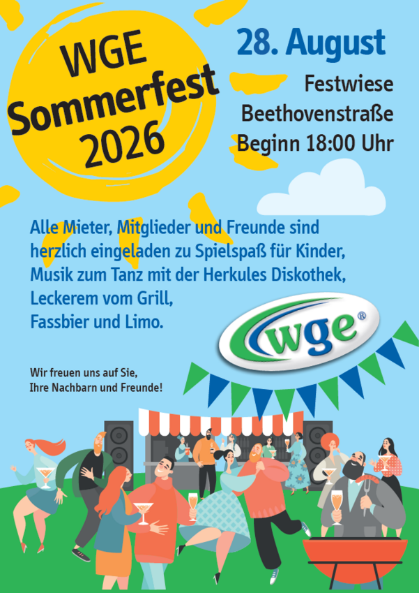 Aushang zum WGE-Sommerfest am 28.08.2026